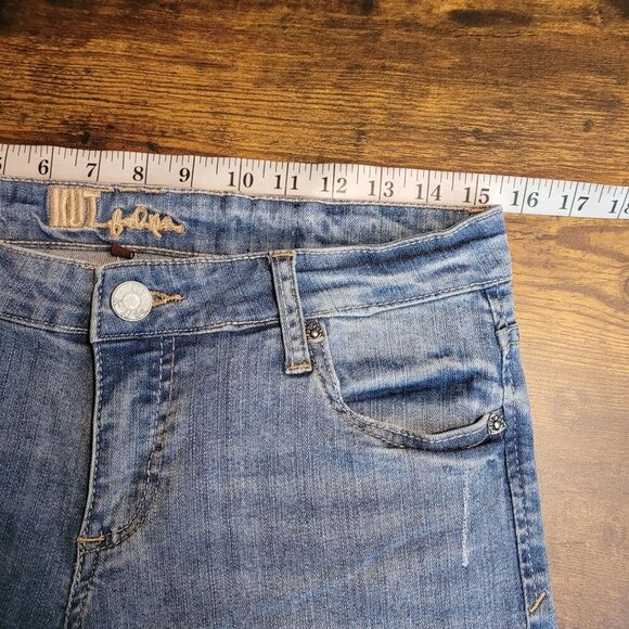 KFTK Jeans Size 6 Low Rise Katy Boyfriend Medium Light Wash Ripped Stretch - Picture 7 of 11